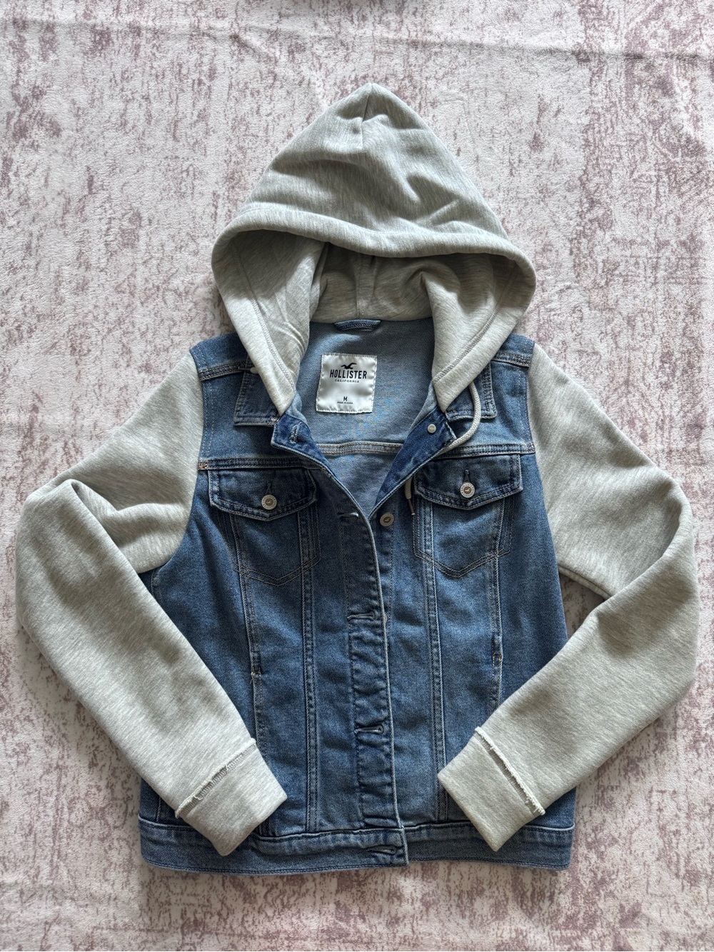 Hollister Denim & Gray Hooded Jacket